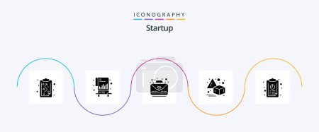 Ilustración de Startup Glyph 5 Icon Pack Including chart. annual report. business. transform. flip - Imagen libre de derechos