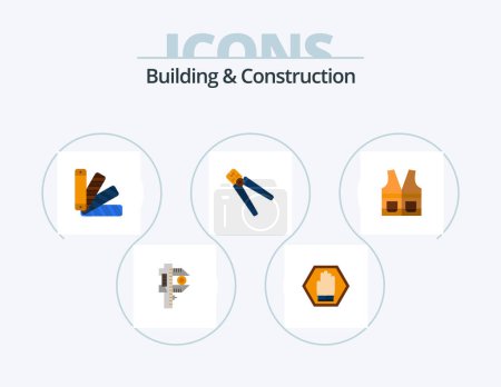 Ilustración de Building And Construction Flat Icon Pack 5 Icon Design. crimping. building. traffic. plier. pantone - Imagen libre de derechos
