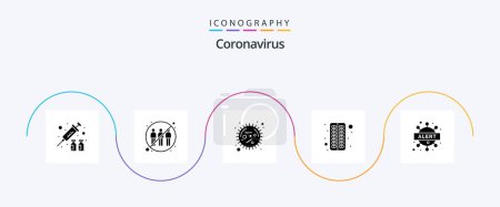 Téléchargez les illustrations : Coronavirus Glyph 5 Icon Pack Including pill. capsule. transfer. antivirus. epidemic - en licence libre de droit