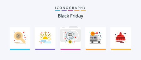 Illustration for Black Friday Flat 5 Icon Pack Including cold. shipping. big sale. truck. car. Creative Icons Design - Royalty Free Image