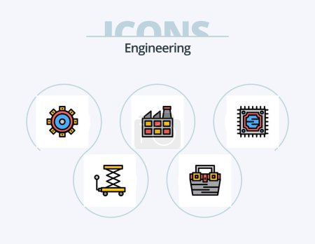Téléchargez les illustrations : Engineering Line Filled Icon Pack 5 Icon Design. . . hook. industry. construction - en licence libre de droit