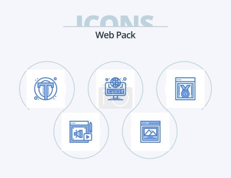 Ilustración de Web Pack Blue Icon Pack 5 Icon Design. web performance. web. photo. site. browser - Imagen libre de derechos
