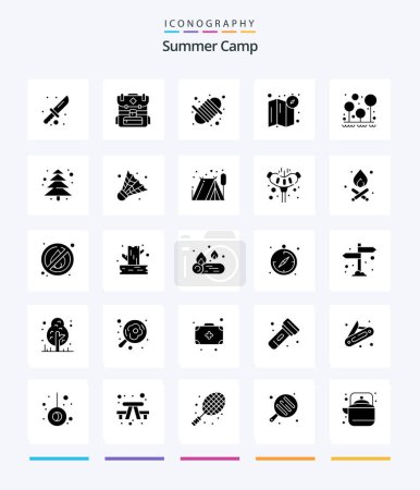 Illustration for Creative Summer Camp 25 Glyph Solid Black icon pack  Such As survival. forest. equipment. camping. location - Royalty Free Image