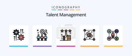 Téléchargez les illustrations : Talent Management Line Filled 5 Icon Pack Including configuration. setting. up. atom. star. Creative Icons Design - en licence libre de droit
