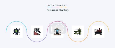 Ilustración de Business Startup Line Filled Flat 5 Icon Pack Including web. computer. man. chart. plant - Imagen libre de derechos