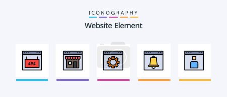 Téléchargez les illustrations : Website Element Line Filled 5 Icon Pack Including page. browser. internet. interface. coding. Creative Icons Design - en licence libre de droit