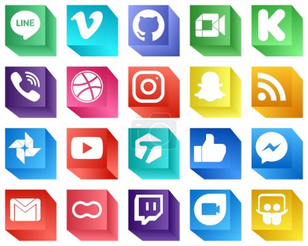 Téléchargez les illustrations : 3D Social Media Icons for Presentations 20 Icons Pack such as rss. funding. meta and dribbble icons. Unique and high-definition - en licence libre de droit