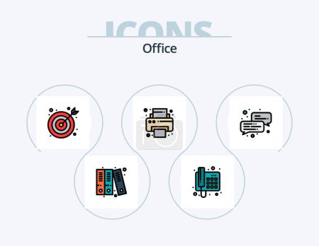 Illustration for Office Line Filled Icon Pack 5 Icon Design. . center. staff. bulls eye. portfolio - Royalty Free Image