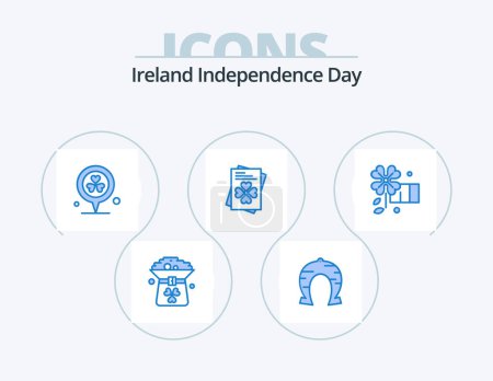 Ilustración de Ireland Independence Day Blue Icon Pack 5 Icon Design. anemone. world. luck. passport. pin - Imagen libre de derechos