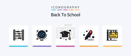 Illustration for Back To School Line Filled 5 Icon Pack Including baby. school. school supplies. drawer. stationary. Creative Icons Design - Royalty Free Image