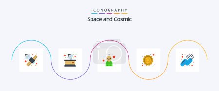 Illustration for Space Flat 5 Icon Pack Including space. space. receiver. planet. sun - Royalty Free Image