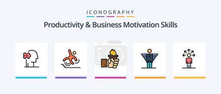Illustration for Productivity And Business Motivation Skills Line Filled 5 Icon Pack Including improvement. talent. leadership. management. human. Creative Icons Design - Royalty Free Image