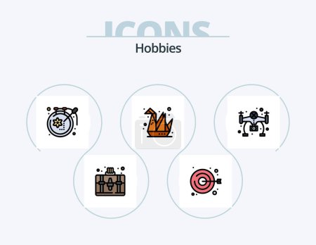 Illustration for Hobbies Line Filled Icon Pack 5 Icon Design. . design. hobbies. craft. hobby - Royalty Free Image