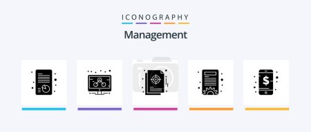 Ilustración de Management Glyph 5 Icon Pack Including phone. business. focus. settings. content management. Creative Icons Design - Imagen libre de derechos