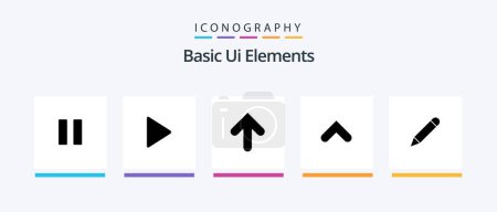 Téléchargez les illustrations : Basic Ui Elements Glyph 5 Icon Pack Including study. sign. arrow. up. arrow. Creative Icons Design - en licence libre de droit