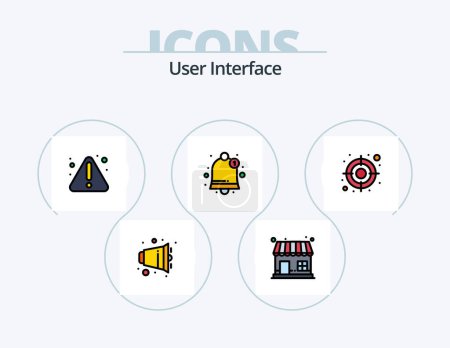Ilustración de User Interface Line Filled Icon Pack 5 Icon Design. . care. volume. heart. support - Imagen libre de derechos