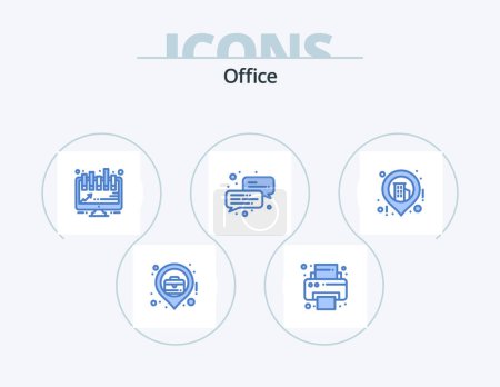 Ilustración de Office Blue Icon Pack 5 Icon Design. . map. board. location. office - Imagen libre de derechos