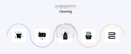 Ilustración de Cleaning Glyph 5 Icon Pack Including towel. clean. cleaning gel. washing. clothes - Imagen libre de derechos