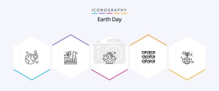 Illustration for Earth Day 25 Line icon pack including flower. party. care. green. earth - Royalty Free Image
