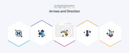 Illustration for Arrow 25 FilledLine icon pack including . direction. right arrow. left. down - Royalty Free Image