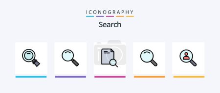 Ilustración de Search Line Filled 5 Icon Pack Including setting. research. search. search. search. Creative Icons Design - Imagen libre de derechos
