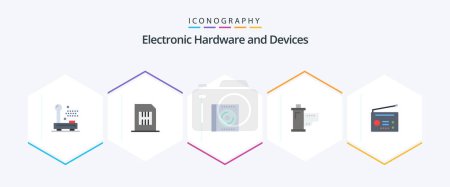 Illustration for Devices 25 Flat icon pack including film. cinema. mobile. disc. compact - Royalty Free Image