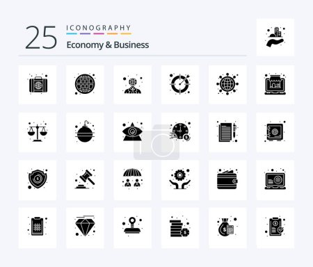 Illustration for Economy And Business 25 Solid Glyph icon pack including wide. office. communication. job. business - Royalty Free Image