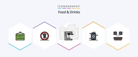 Illustration for Food and Drinks 25 FilledLine icon pack including drinks. beer. no. machine. espresso - Royalty Free Image