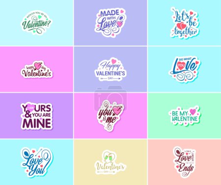 Illustration for Valentine's Day Graphics Stickers to Show Your Love and Devotion - Royalty Free Image
