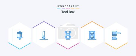 Illustration for Tools 25 Blue icon pack including . . construction. tools. hammer - Royalty Free Image