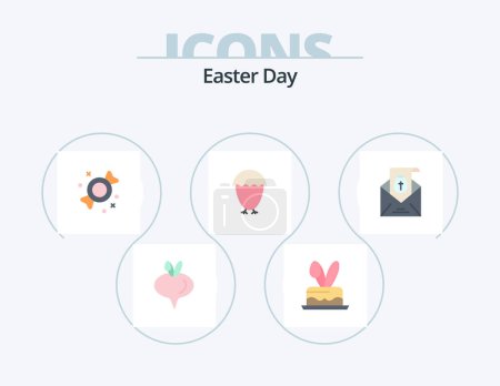 Illustration for Easter Flat Icon Pack 5 Icon Design. holiday. mail. candy. massege. egg - Royalty Free Image