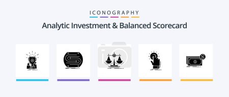 Ilustración de Analytic Investment And Balanced Scorecard Glyph 5 Icon Pack Including hand. touch. match. scale. justice. Creative Icons Design - Imagen libre de derechos