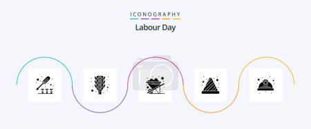 Illustration for Labour Day Glyph 5 Icon Pack Including labor. day. construction. traffic cone. danger - Royalty Free Image