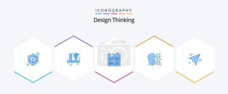 Illustration for Design Thinking 25 Blue icon pack including process. design. board. brain. production - Royalty Free Image