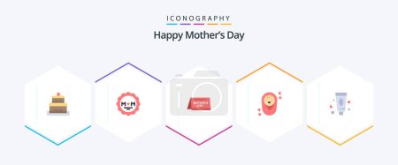 Illustration for Happy Mothers Day 25 Flat icon pack including . lotion. day. cream. child - Royalty Free Image