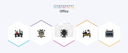Illustration for Office 25 FilledLine icon pack including day. workplace. chair. office. light - Royalty Free Image