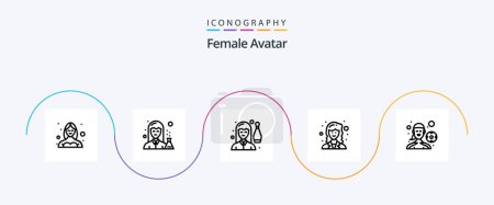 Téléchargez les illustrations : Female Avatar Line 5 Icon Pack Including researcher. academic. pharmacy. person. indoor - en licence libre de droit