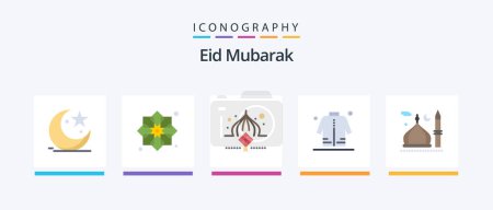 Ilustración de Eid Mubarak Flat 5 Icon Pack Including man. jacket. fabric. eid. decoration. Creative Icons Design - Imagen libre de derechos