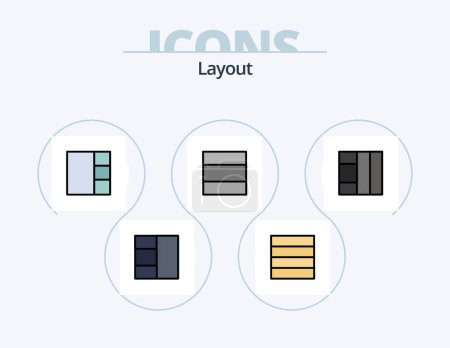 Téléchargez les illustrations : Layout Line Filled Icon Pack 5 Icon Design. . layout. - en licence libre de droit