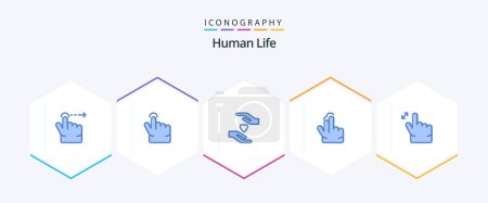 Illustration for Human 25 Blue icon pack including . zoom. love. hand. touch - Royalty Free Image
