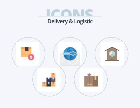Téléchargez les illustrations : Delivery And Logistic Flat Icon Pack 5 Icon Design. logistic. delivery. logistic. cargo. logistic - en licence libre de droit