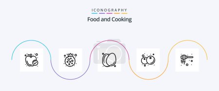 Téléchargez les illustrations : Food Line 5 Icon Pack Including honey. healthy. egg. fruit. blueberry - en licence libre de droit