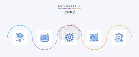 Ilustración de Startup Blue 5 Icon Pack Including path. information. strategy. info. mark - Imagen libre de derechos