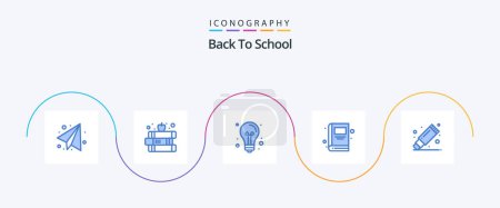 Illustration for Back To School Blue 5 Icon Pack Including rubber. remove. creative. school. book - Royalty Free Image