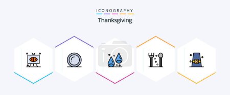 Illustration for Thanks Giving 25 FilledLine icon pack including buckle. thanksgiving. giving. fork. thanksgiving - Royalty Free Image