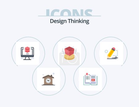 Téléchargez les illustrations : Design Thinking Flat Icon Pack 5 Icon Design. cube. 3d. education. duplicate. file - en licence libre de droit
