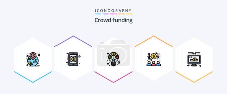 Illustration for Crowdfunding 25 FilledLine icon pack including money. charity. profit. money. capitalist - Royalty Free Image