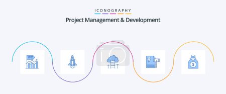 Ilustración de Project Management And Development Blue 5 Icon Pack Including expensive. auction . marketing. focus. dream - Imagen libre de derechos