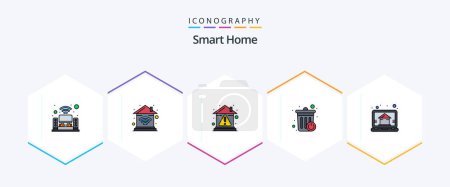 Ilustración de Smart Home 25 FilledLine icon pack including home. recycle bin. alert. basket. property - Imagen libre de derechos