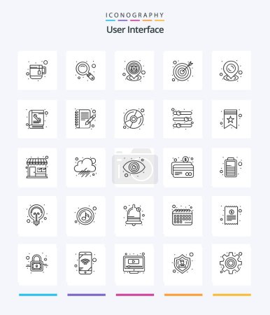 Illustration for Creative User Interface 25 OutLine icon pack  Such As book. pin. location. map. goal - Royalty Free Image